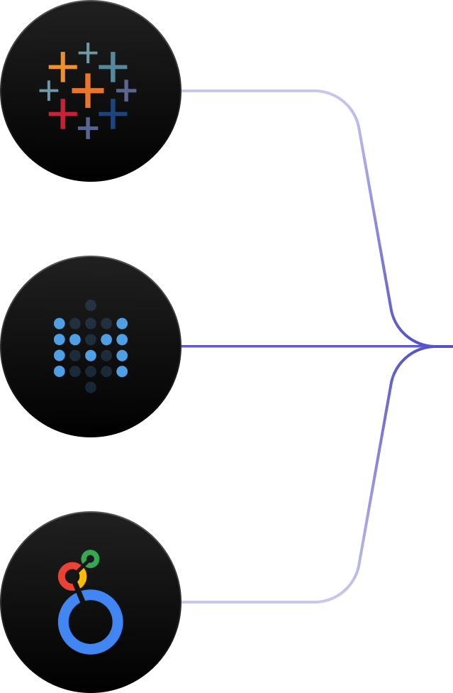 Left side data integration icons